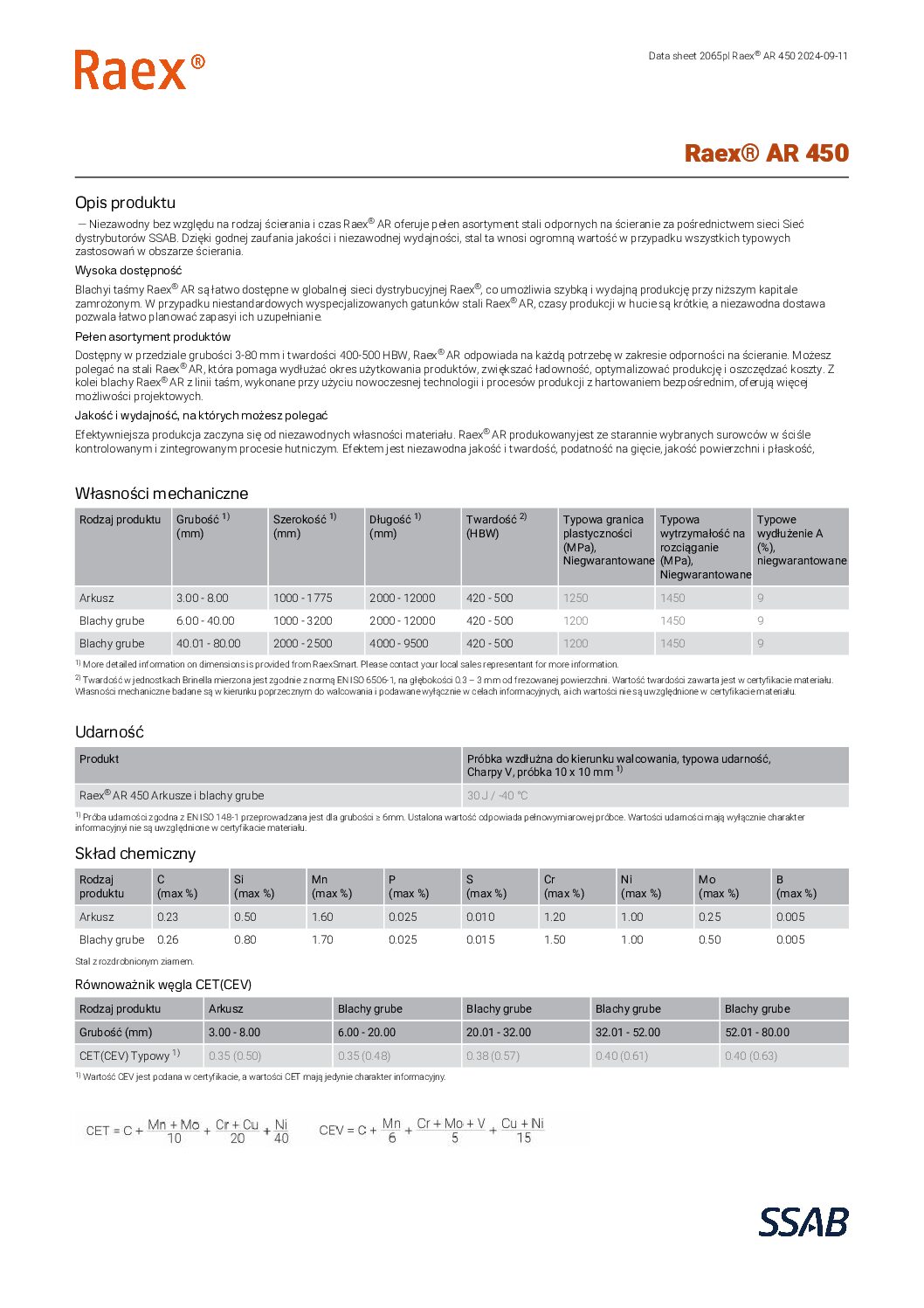 DATASHEET RAEX 450 PL