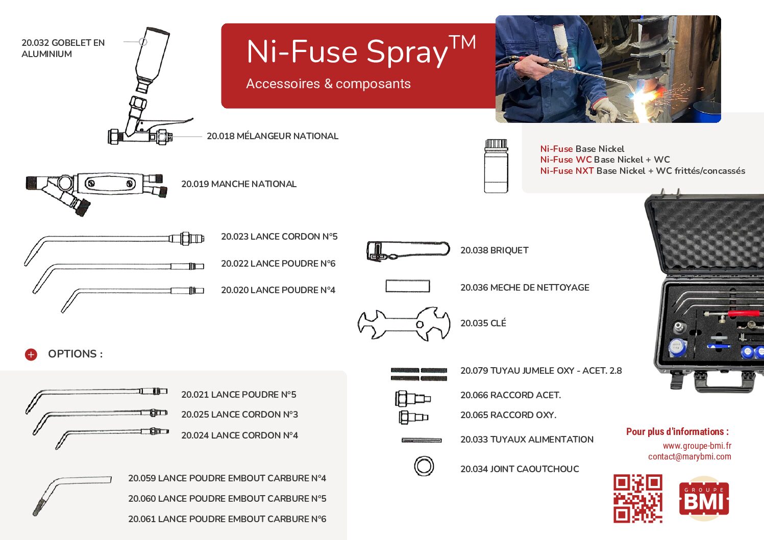 Chalumeau Accessoires & composants Ni-FUSE SPRAY pour poudres anti-usure